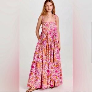 Free People Park Slope Maxi Dress Blossom Combo Size Small